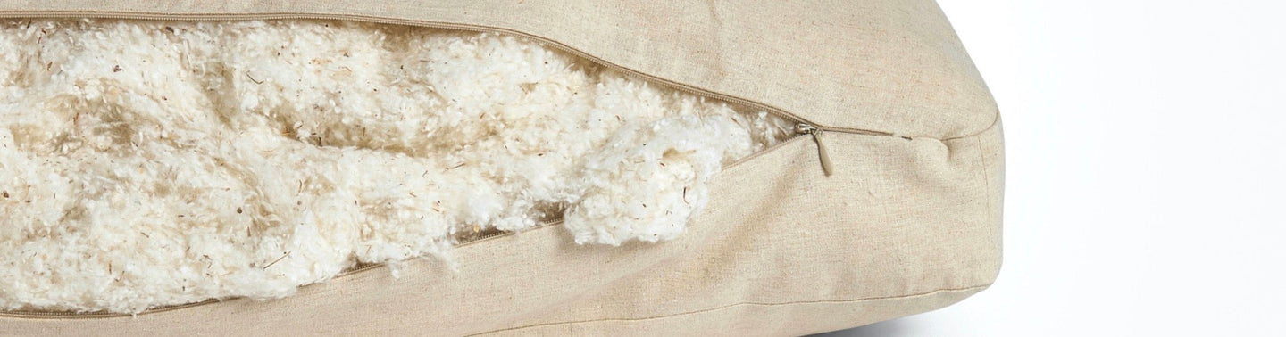 renoo meditation pillow. Shown here is the removable inner envelop filled with organic cotton batting.