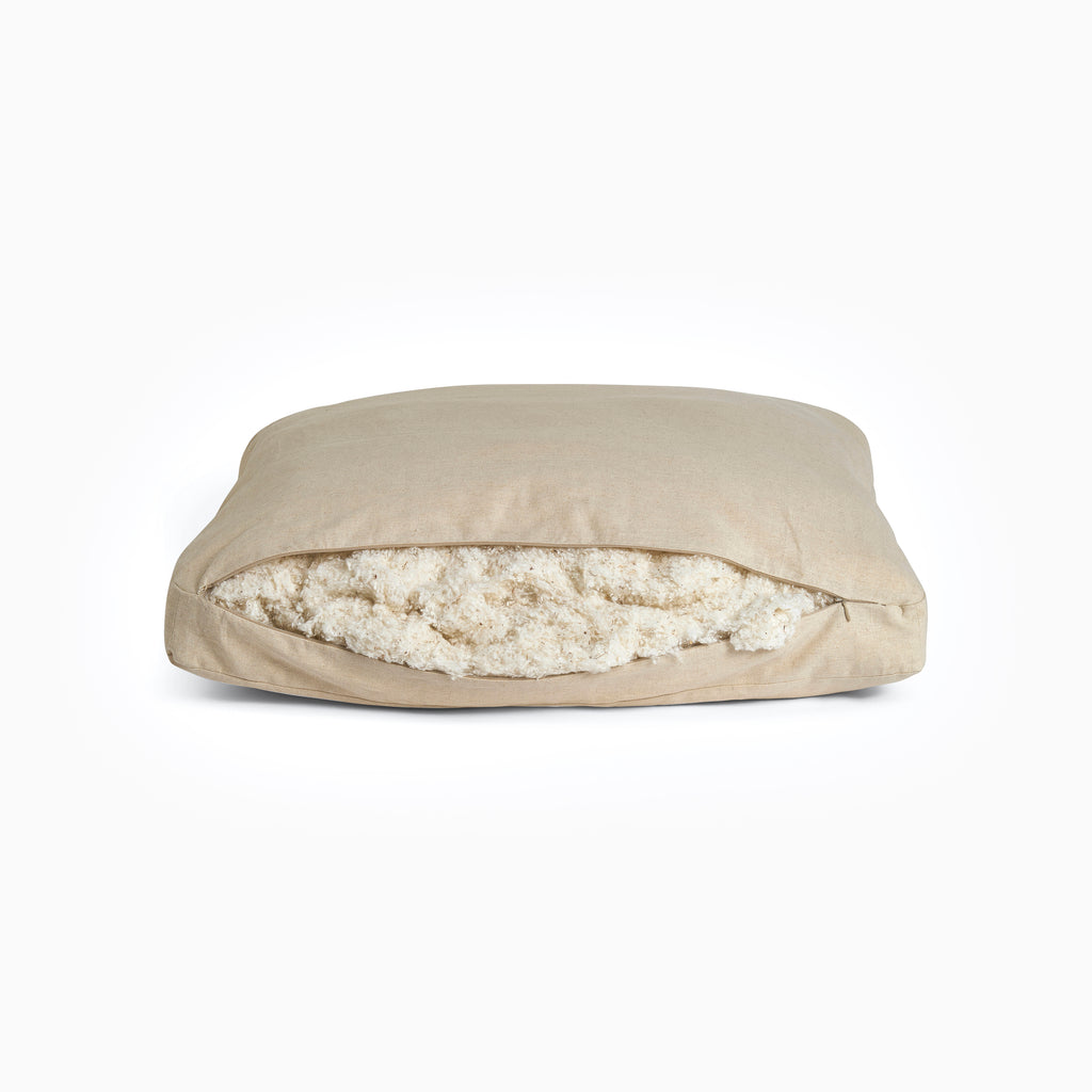 Inner natural, layers of raw organic cotton, square meditation cushion. Zabuton. Handcrafted.